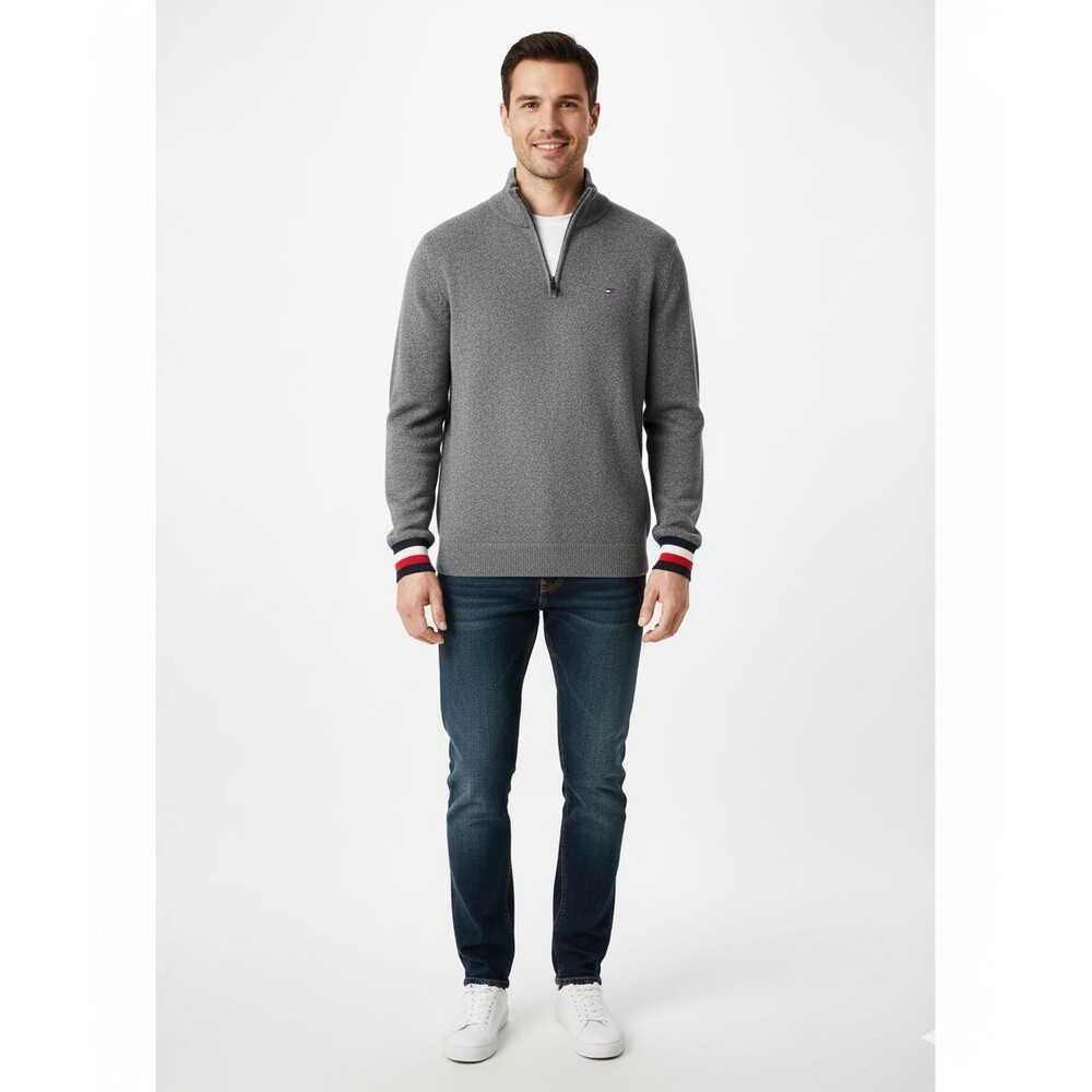 Tommy Hilfiger Sweater Pullover Men’s 1/4 Zip High Collar Cotton   Size Large